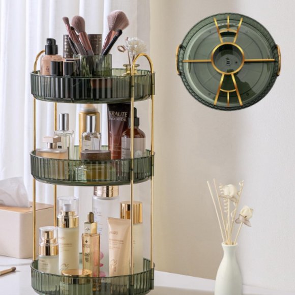 3 Tiers - 360° Turntable Makeup Organizer - Lazy Susan Cosmetics Storage - Picture 4 of 12